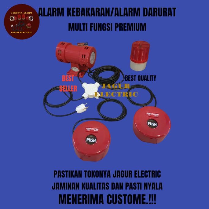 ALARM KEBAKARAN/ALARM DARURAT 490 + LAMPU ROTARY+ 2 TOMBOL FIRE ALARM
