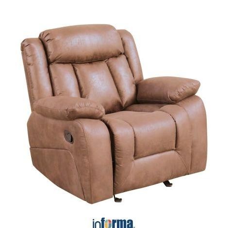 Informa Norton Sofa Recliner Rocking Fabric 1 Seater - Cokelat Tempat Duduk Rebahan Sofa Santai Ruan