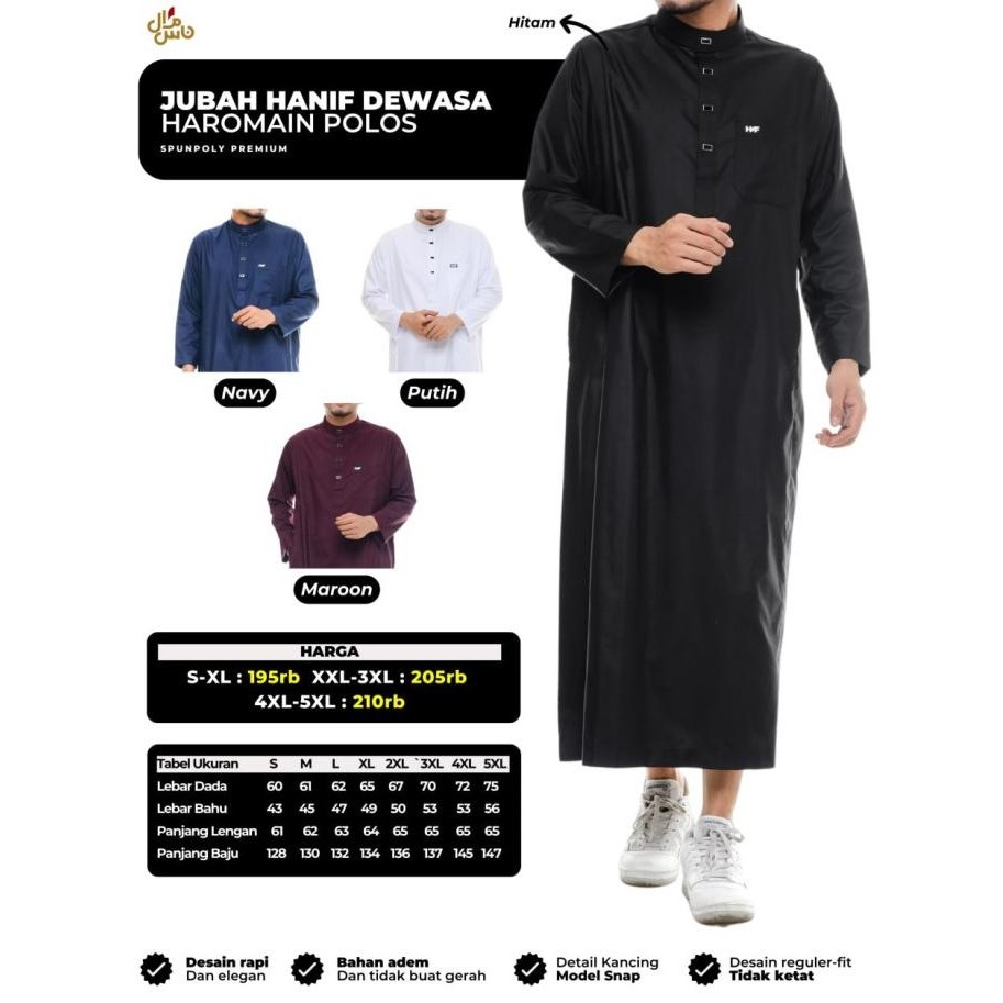 Baju Jubah Gamis Al Haramain Polos Pria Dewasa Premium Lengan Panjang Terlaris