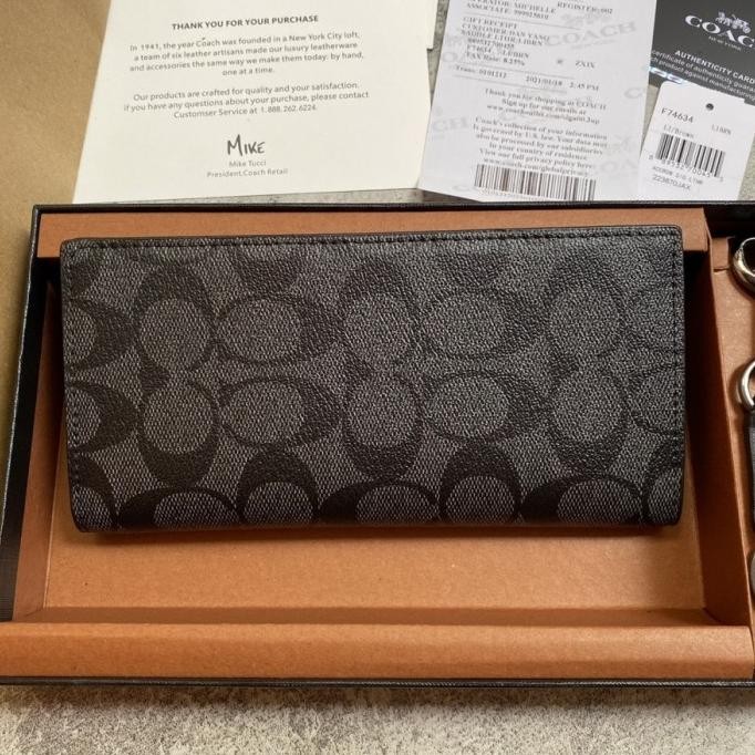 COACH LONG WALLET BLACK SIGNATURE,DOMPET COACH PRIA PANJANG ORIGINAL Terlaris