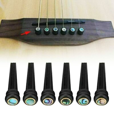 Pin Bridge Kayu Ebony Gitar Akustik (6 PCS) Folk Guitar Impor GP-07