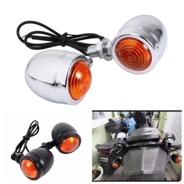 VARIASI LAMPU RITING SEN SEIN BULAT KLASIK RETRO JADUL MOTOR UNIVERSAL