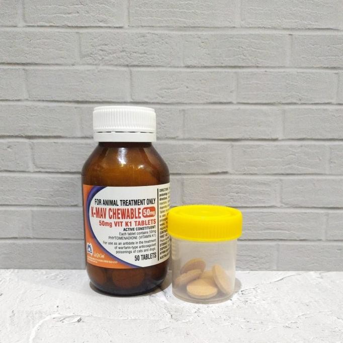 Phytomenadion/ vitamin k1 50 mg tablet untuk hewan per 5 tablet
