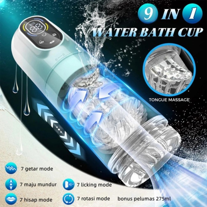 9 in 1 Hisap Berputar Telescopic Getar Pria Snail Cup Automatis Masturbation Cup Pria