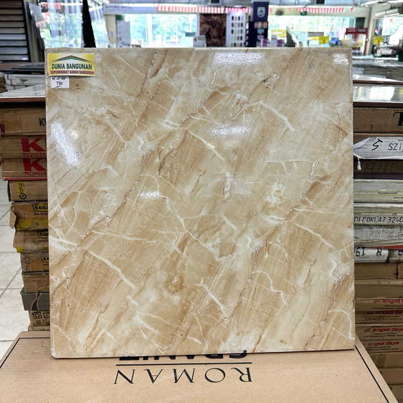 Keramik 50x50 Motif Marmer Grandluxor Somerset Beige Keramik Glossy / Keramik Lantai Ruang Tamu/ Ker