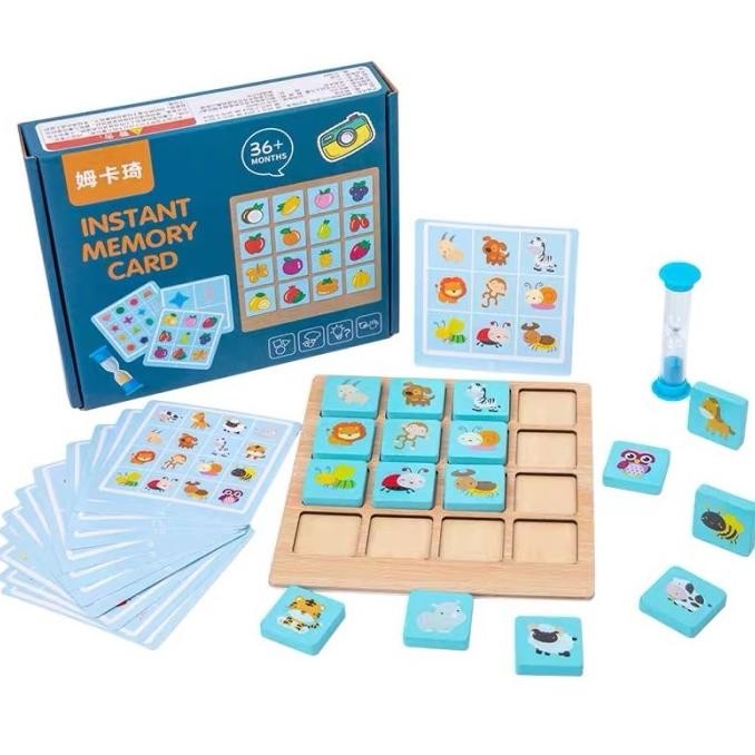Murah Wooden Memory Card Game, Mainan Edukasi Anak, Memory Brain Game