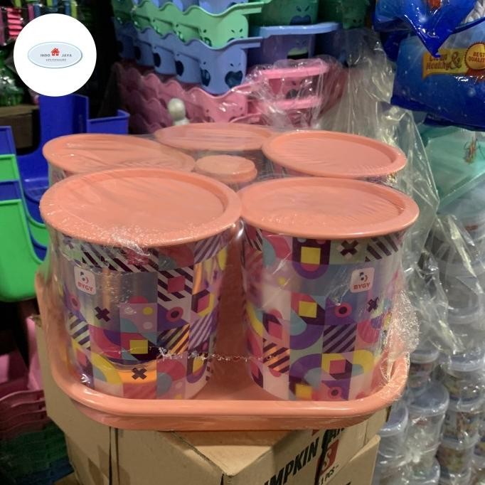 Toples set biggy isi 5 + nampan / toples lebaran / toples kue kering