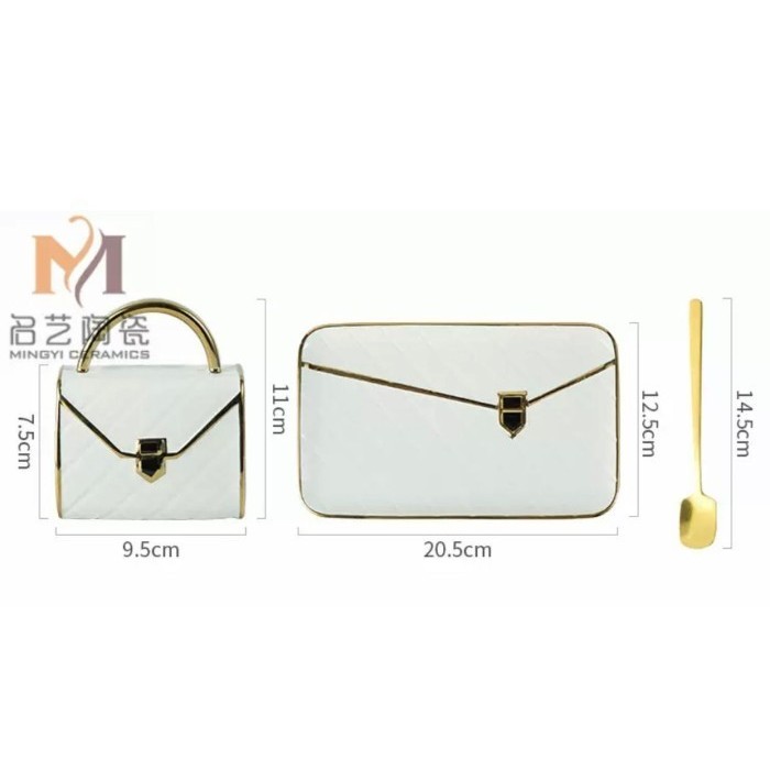 CANGKIR KOPI SET MODEL TAS COFFEE CUP DENGAN TRAY - COFFEE CUP SET