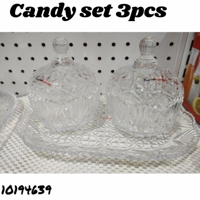 Candy jar Set 3pcs /Toples kaca /Toples lebaran