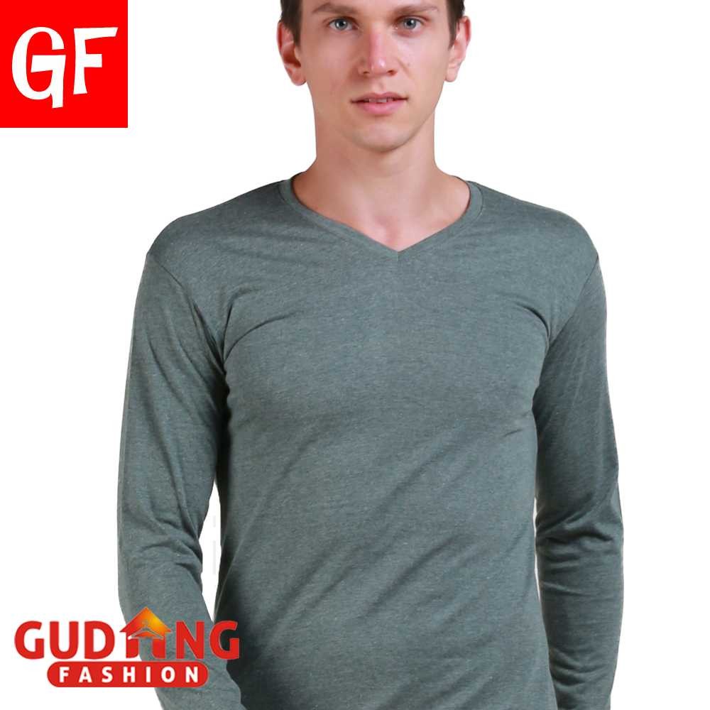 Tshirt Pria Kaos Polos Panjang Spandek Hijau Muda PAN 854