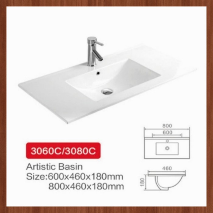 PROMO Wastafel Tanam Keramik Wikea K 3060/3080C Ukuran 60x40/80x40 cm