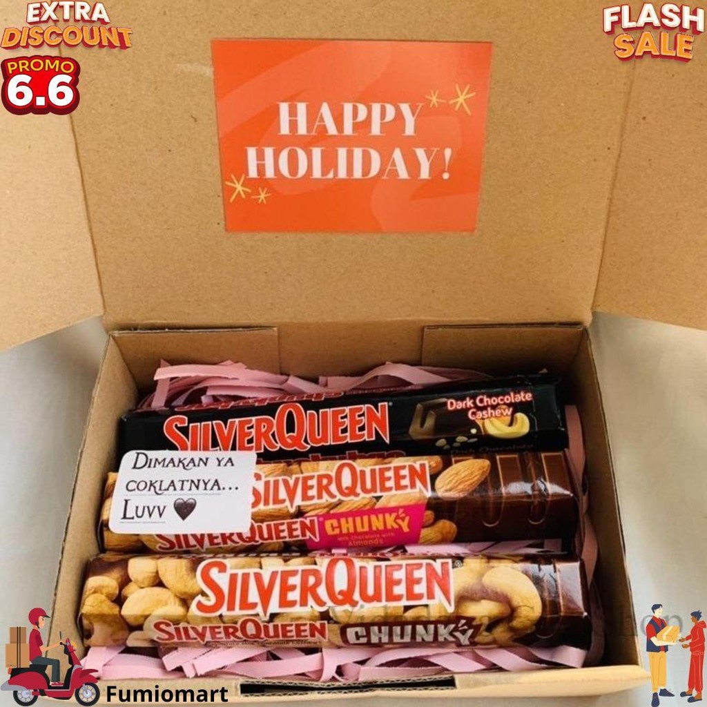 

Hampers Coklat Silver Queen Chunky Bar 95Gr Untuk Hadiah Ultah / Anniv / Valentine 3 Pcs Rasa Random Murah D Cod