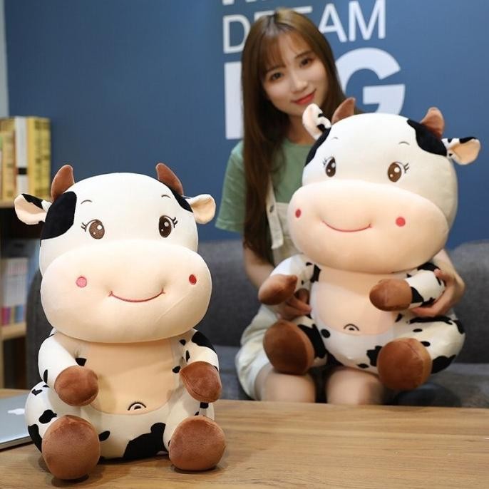 Boneka Lembut Sapi Doodle Lucu Bantal Boneka Hewan Boneka Lembut