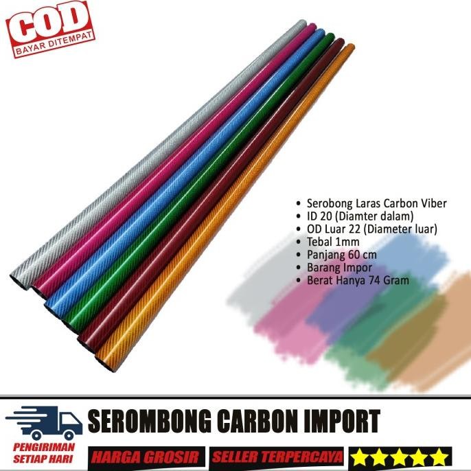 BEBAS ONGKIR - Serombong Carbon Warna Warni Srombong Laras Pipa Carbon OD 22 Import