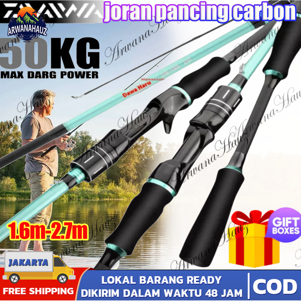 joran pancing kuat 50kg/joran pancing carbon asli kuat/DAIWA Joran Pancing casting&spining 165 180