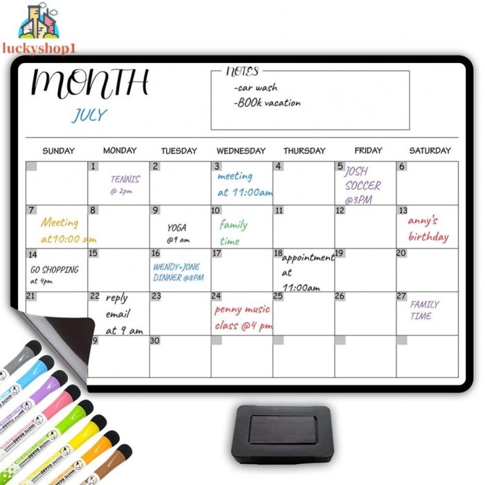 

Kalender Whiteboard Papan Tulis 29.7x42cm Jadwal PET Magnetik Daily