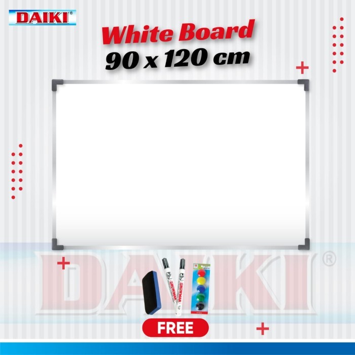 

Papan tulis / Whiteboard DAIKI magnetic gantung uk 90x120 cm