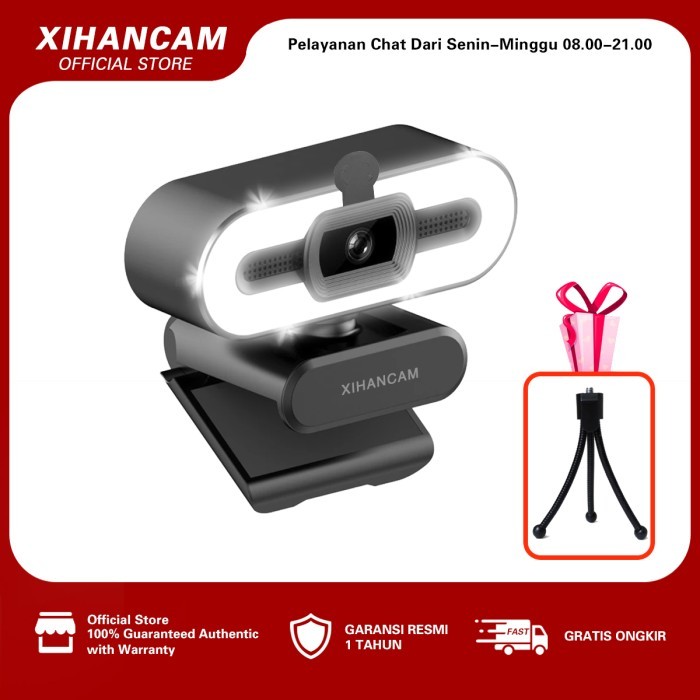 XIHANCAM 1080P Webcam Pc Ring Light Kamera Webcam laptop untuk zoom