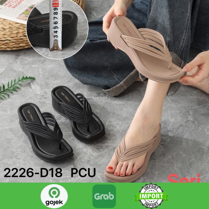 Sendal Jepit Wedges Wanita Korea Style Kekinian 2226-D18