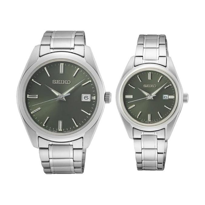 Sale Jam Tangan Couple Seiko Classic Sur533P1_Sur527P1 Dress Olive Green