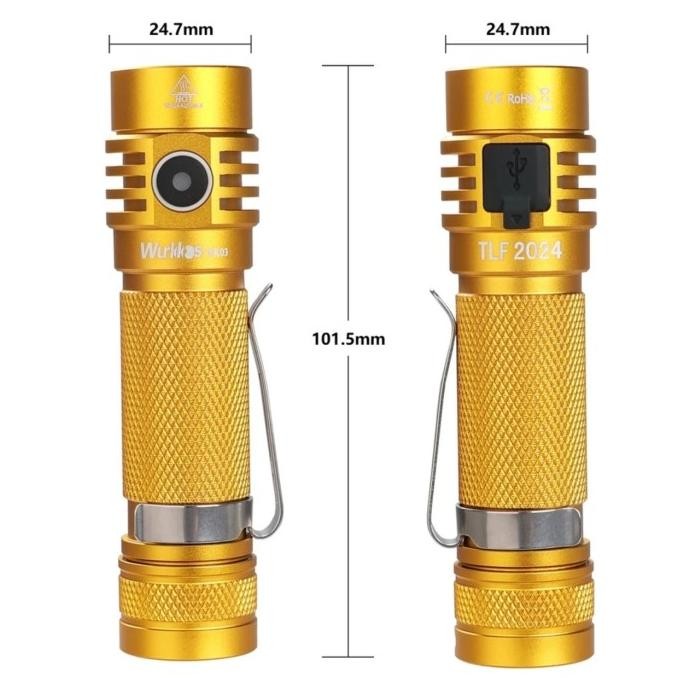 Murah Wurkkos Wk03 Golden Tlf Edition Led Nichia 519A 5000K High Cri 1200Lumen Usb C