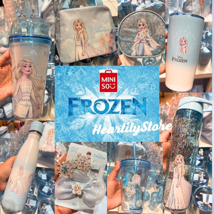TERLARIS [ HEARTILY READY STOCK JAKARTA ] MINISO FROZEN ELSA ANNA TUMBLER FROZEN ELSA TAS ELSA BOTOL