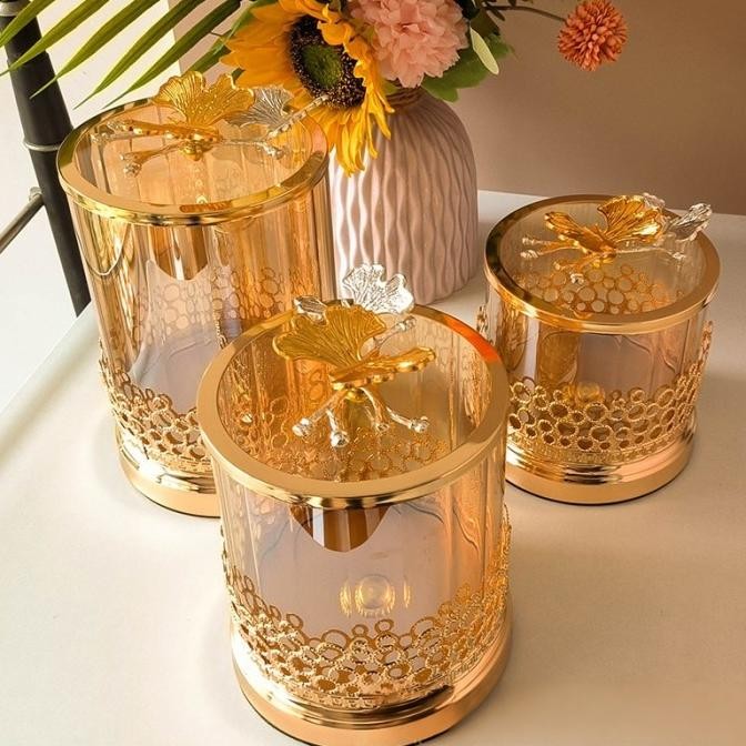 Ronggo Co Toples Kupu-Kupu Toples Mewah Kotak Penyimpanan Permen Dan Buah Kering Dekorasi Rumah Kaca