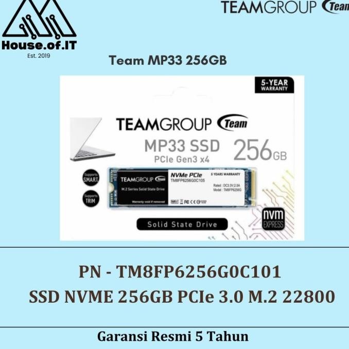 SSD NVMe 256GB PCIe NVMe 256GB TEAM MP33 256GB
