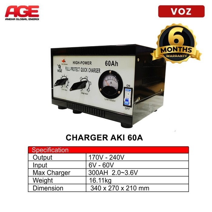 VOZ CHARGER AKI 60 A ( 12V, 24V, 36V, 48V, 60V )