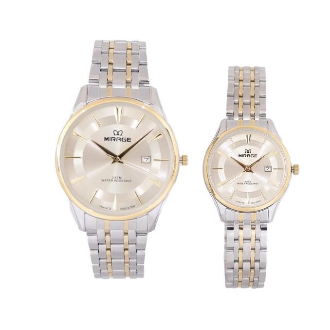 Murah Mirage Watch Jam Tangan Analog Couple Silver Gold 8775 Original Mirage