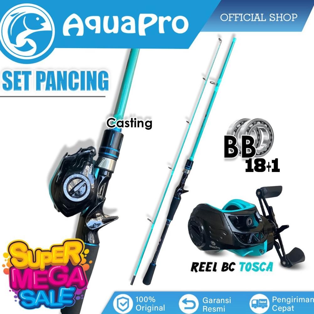 rt-342 Aquapro Paket Alat Pancing Ikan Joran Pancing BaitCasting Fishing Rod Reel Pancing Bait Casti