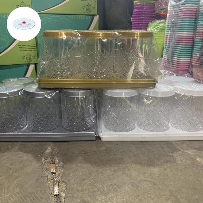 Promo Awal Tahun Toples clover M set isi 6 + nampan / toples lebaran /