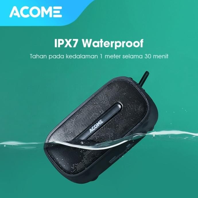 Acome Speaker Bluetooth 5.0 Portable IPX7 Waterproof TWS 5W Garansi