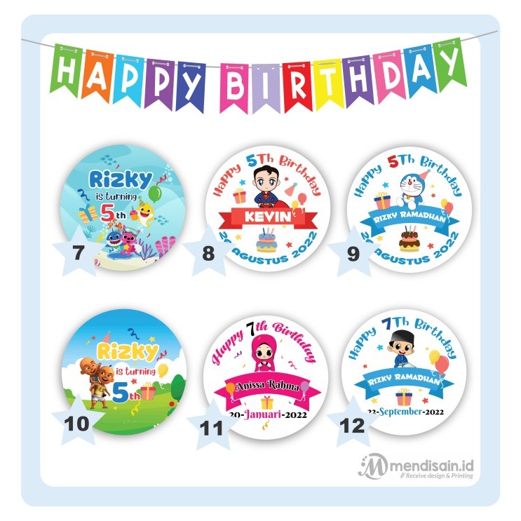 Stiker Bulat Ulang Tahun Anak - Stiker Ulang Tahun - Label Ulang tahun