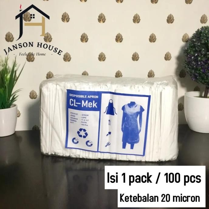 Apron Celemek Plastik LDPE / Apron Medis Disposable 1 Pack Isi 100 Pcs