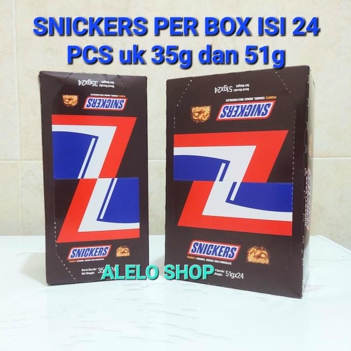 

JM23 Snickers chocolate 35gr 51gr box isi 24 pcs peanut nougat caramel bar snickers coklat 35g 51g 35 51 batang kacang karamel snicker sniker 35 51 cokelat