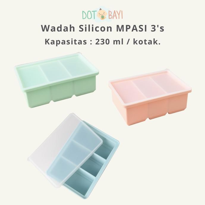 (3 TRAY) CETAKAN ES BATU MPASI SILICON SILIKON ICE CUBE TRAY TUTUP