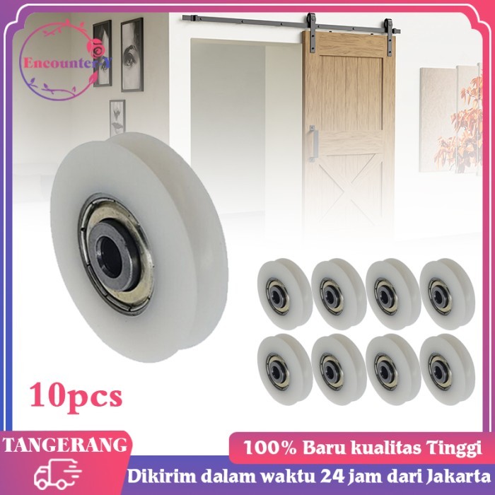 10pcs Roda Pagar Nilon Tanpa Rumah Roda Katrol Bentuk U Roda Gerbang