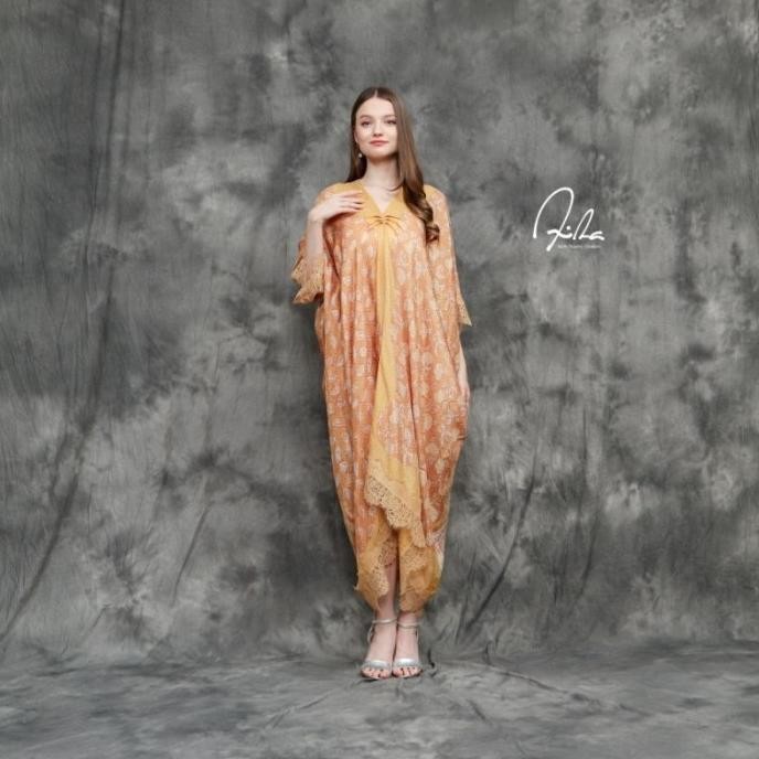 Dress muslim wanita kaftan batik viscose kondangan pesta lebaran jumbo