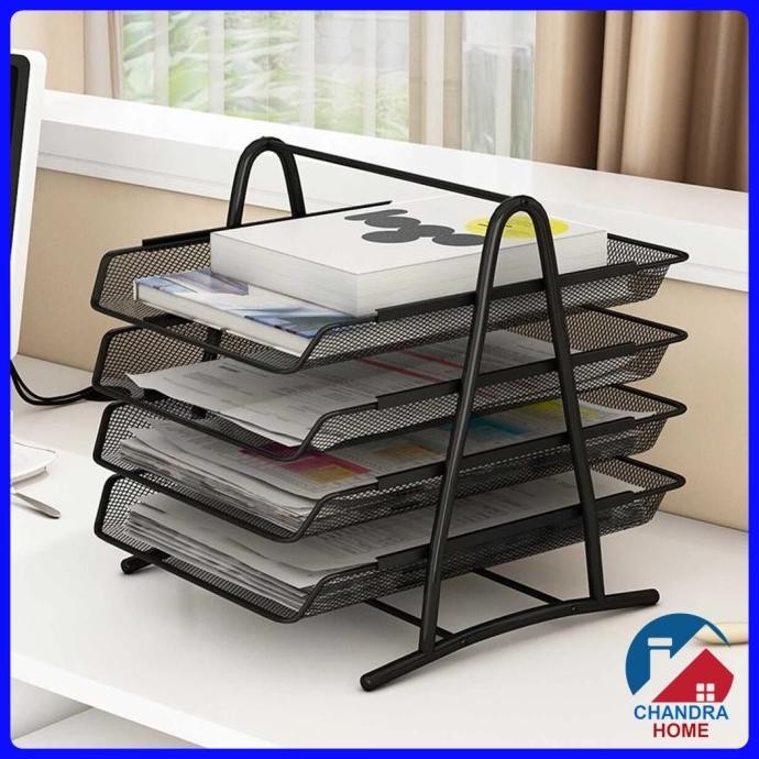 

TERMURAH - Rak Meja Rak Dokumen Kertas File Sebaguna - 4 tier document tray Latte