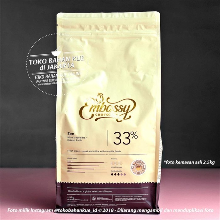

Tulip Embassy Chocolate - Zen 33% 500gr White Couverture Coklat Putih