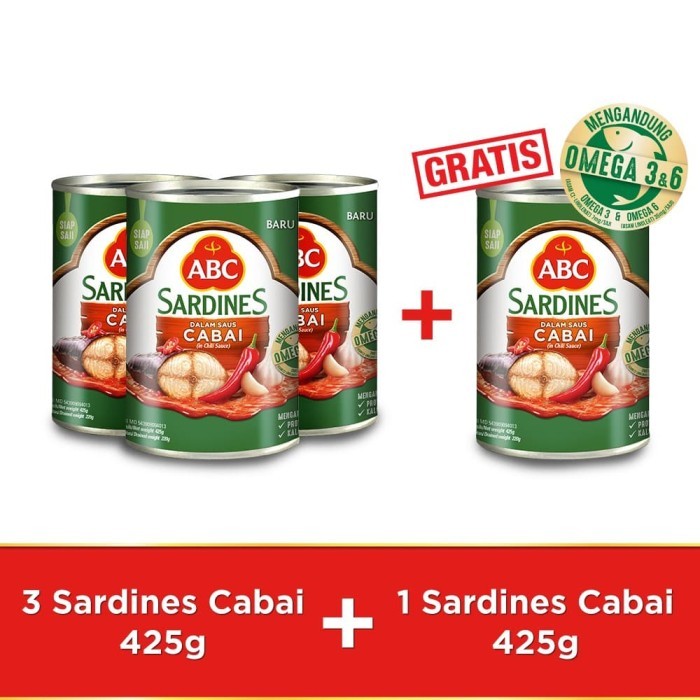 

ABC Sarden Saus Cabai 425 g - Buy 3 pcs Get 1 pcs Free