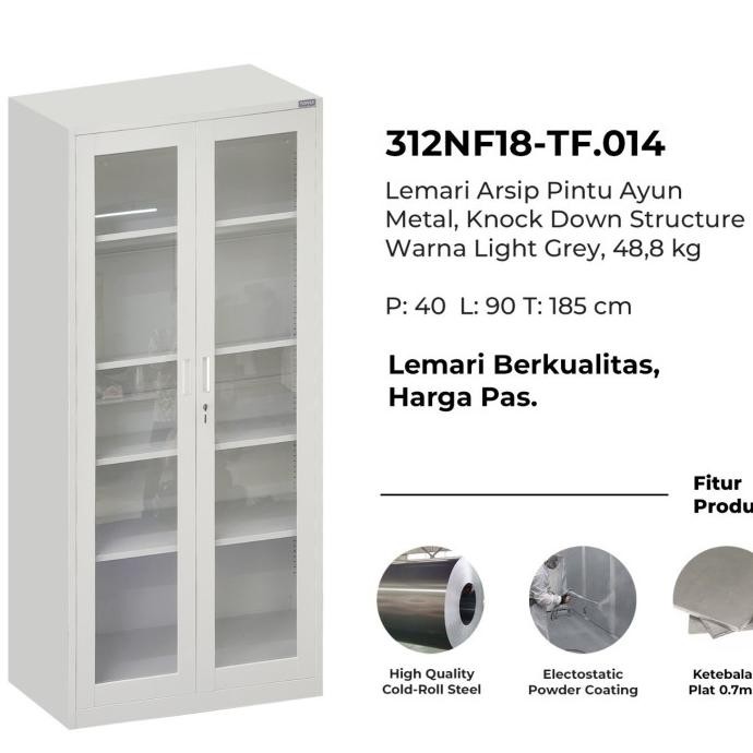 

Lemari arsip plat besi PINTU SWING KACA TF 014
