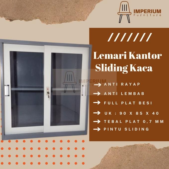 

TERMURAH - Lemari Sliding Kaca / Lemari Arsip Sliding Kaca Pendek / Lemari Kantor