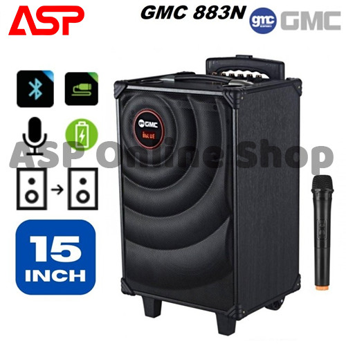 GMC 883N Speaker Bluetooth Portable Trolley 15 inch