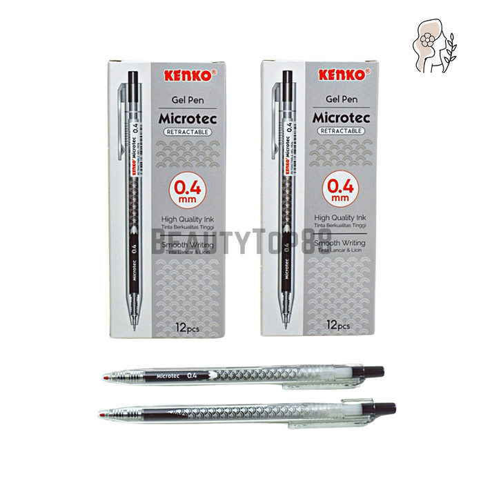 

Pulpen Kenko Microtec 0.28 Mm & 0.4 Mm - Ballpoint Bolpen Gel Hitam [12 Pcs]