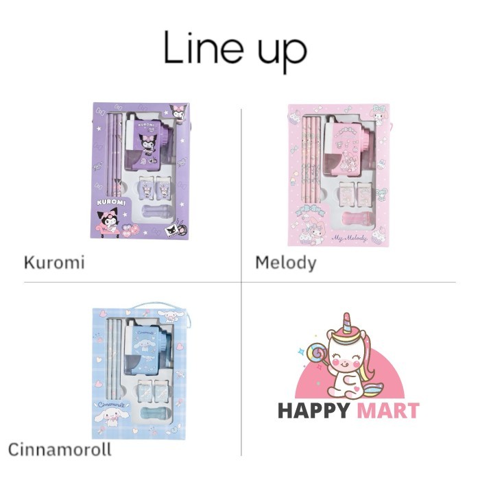 

Set Alat Tulis Serutan Meja Motif Sanrio Kuromi / Melody / Cinnamoroll