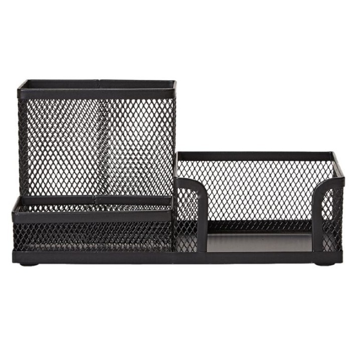 

Desk Set Organizer Tempat Pensil Pen Holder Besi Jaring Hitam / Warna