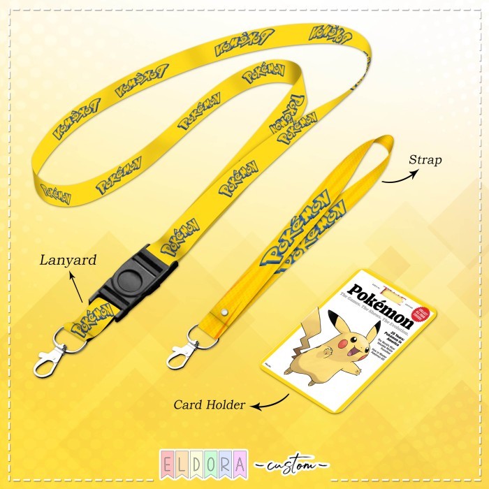 

[Lanyard] Strap Id Card Holder Pikachu Set Pokemon Gantungan Kunci Tempat Kartu