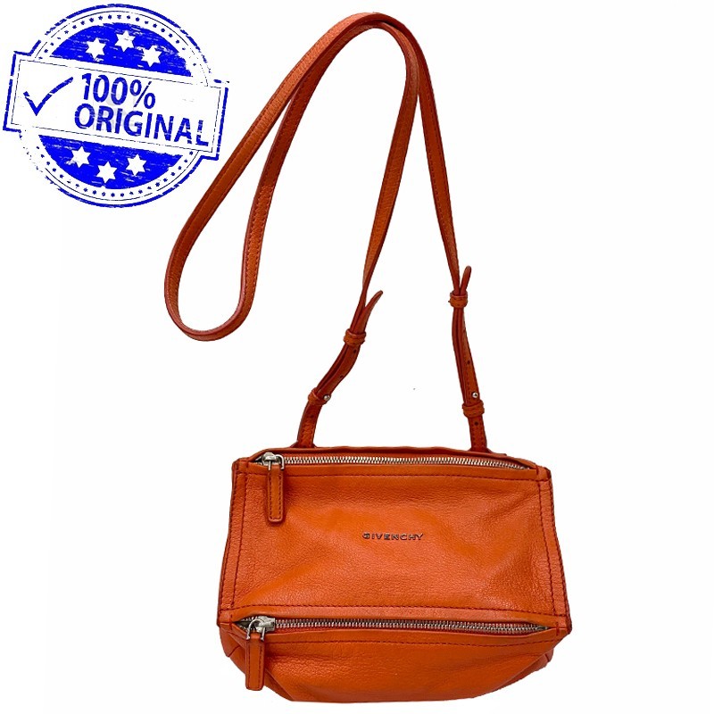 Preloved Givenchy Mini Pandora Orange Crossbody Leather Bag Original